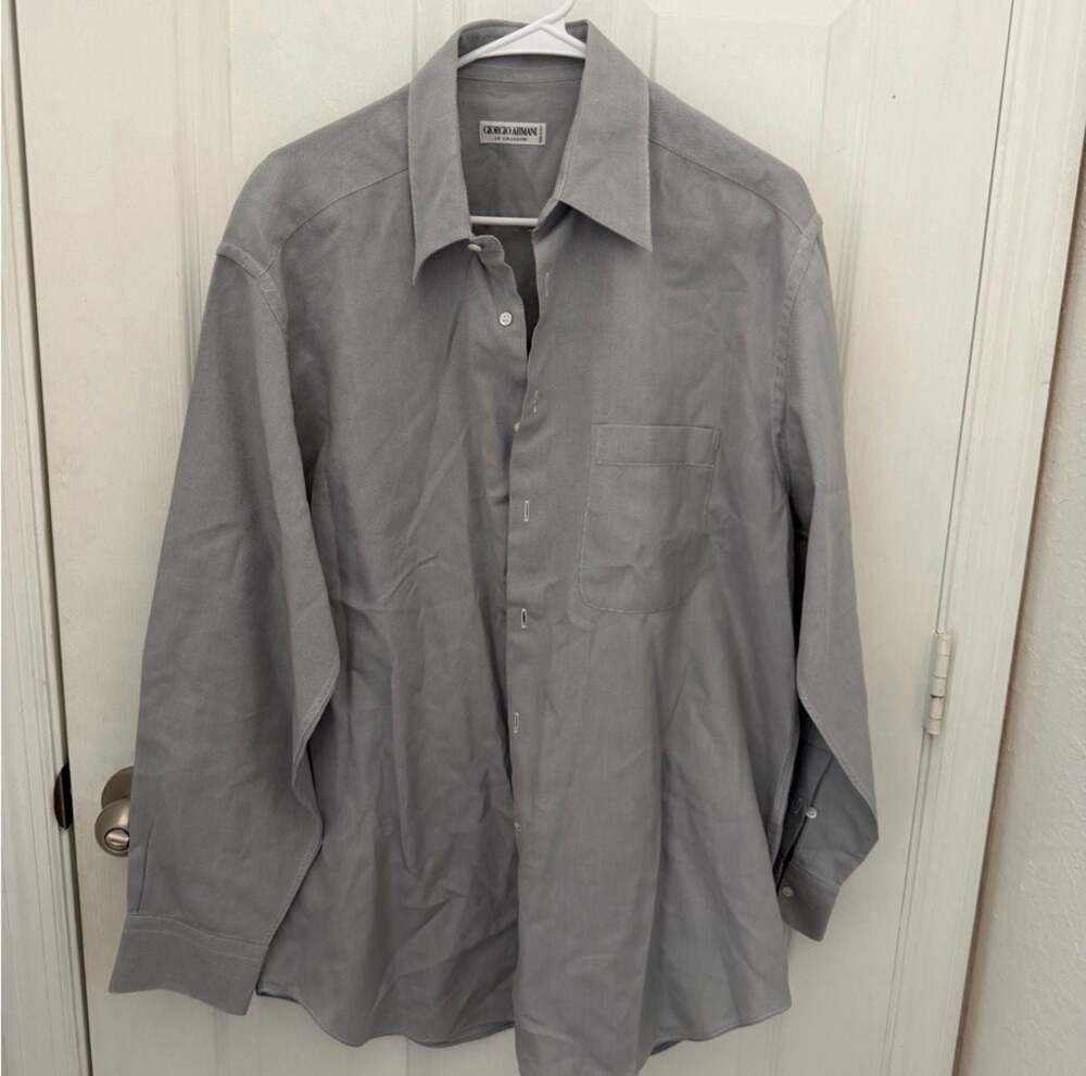 Giorgio Armani Le Collezioni Gray Long Sleeve Button Down Shirt